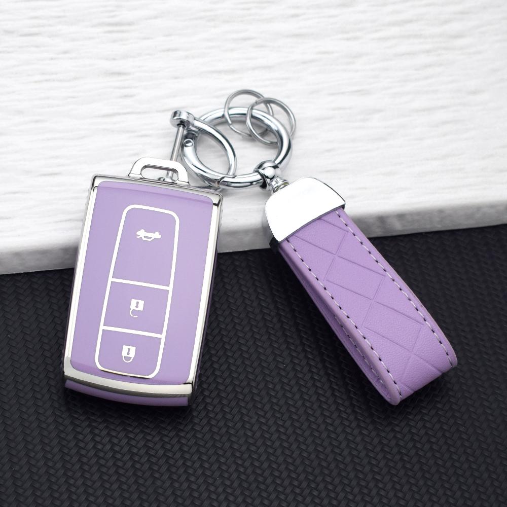 Silvery TPU Car Key Fob Case Cover for Toyota Prius 2004-2008 Corolla Verso Camry 3 Buttons Key Shell Protector Holder Keychain