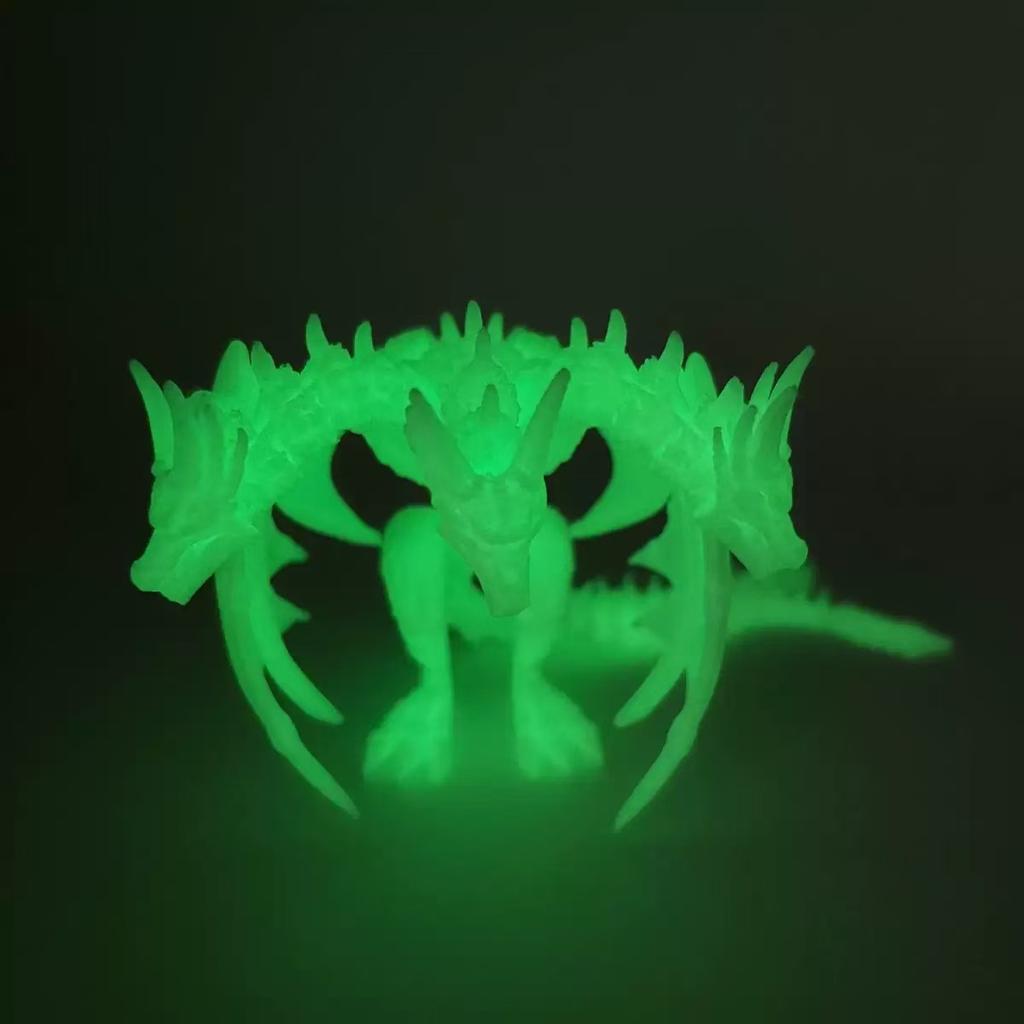 3D-gedrucktes dreiköpfiges Drachenfigurenmodell mit mehrfarbigem Lasergradient Geeignet für die Dekoration von Schreibtischen im Innenbereich, Zimmerdekoration
