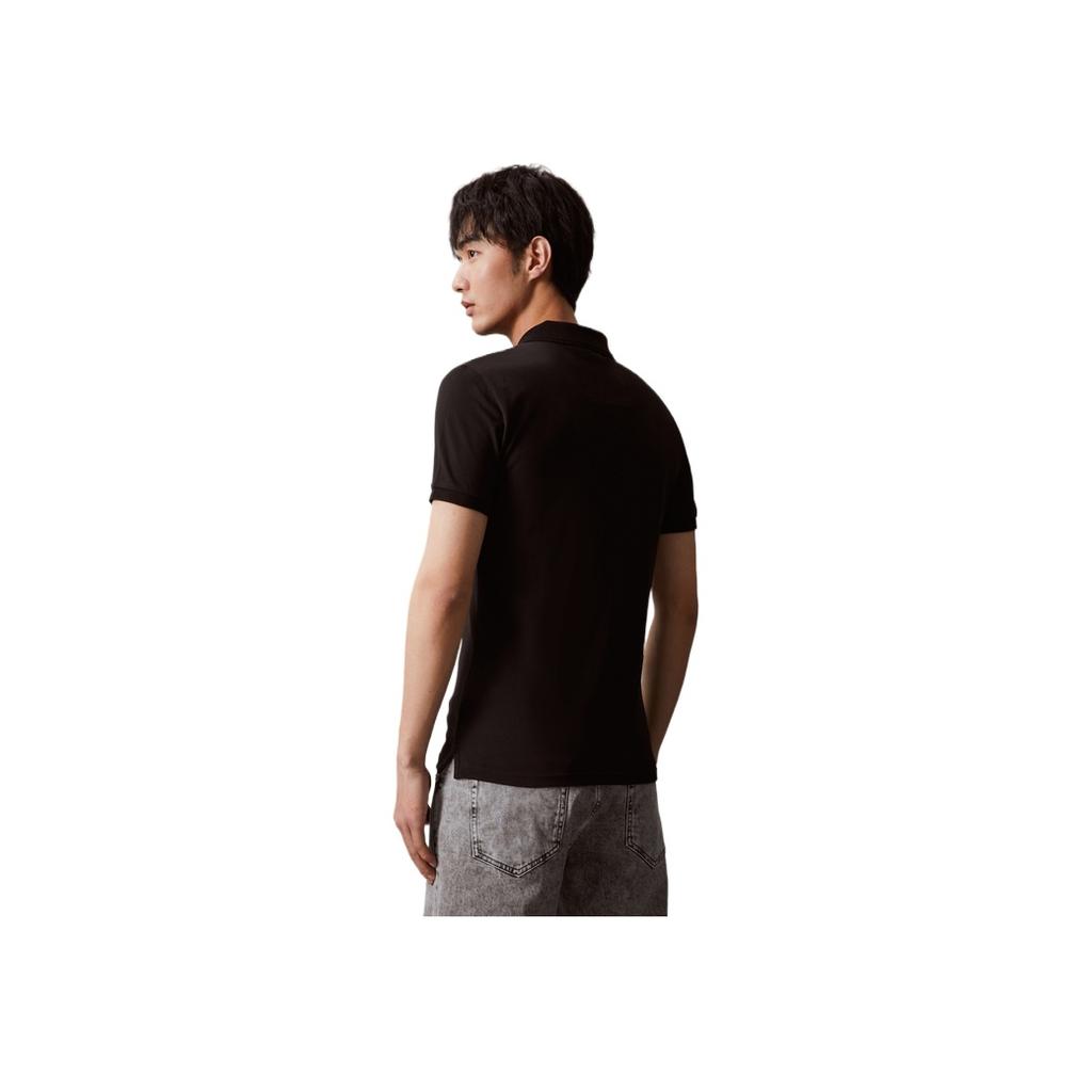 Calvin Klein Τζιν Business Casual Κεντημένο Λογότυπο Κοντομάνικο Πόλο Ανδρικά Πόλο Διαστημικό Μαύρο J324246BEH