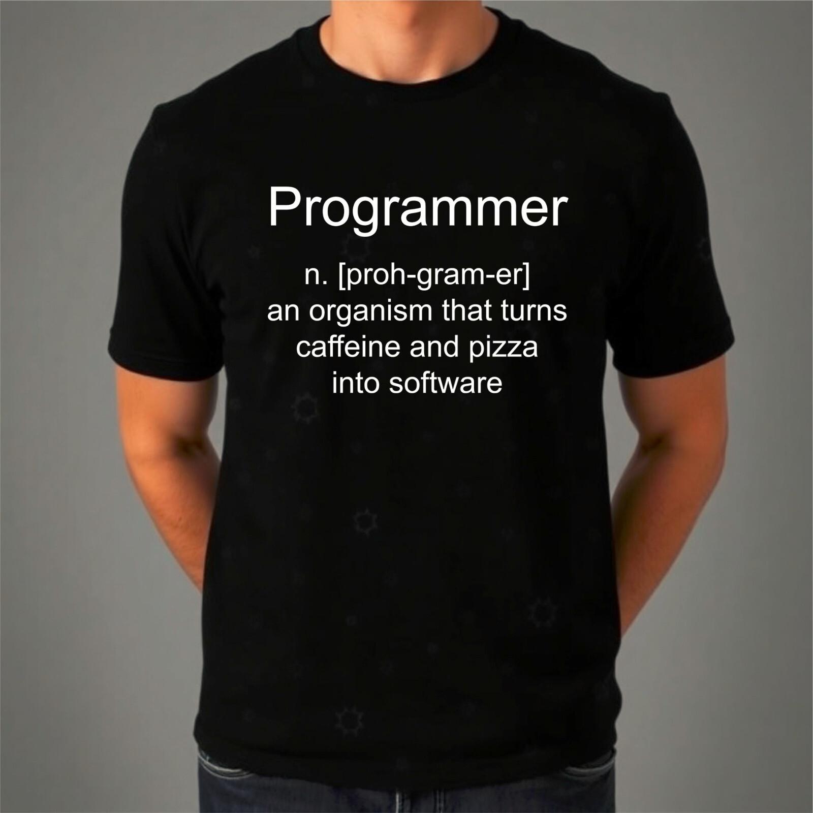 Programmer T-Shirt Coffee And Pizza Software Tee Coder Joke Shirt XXL