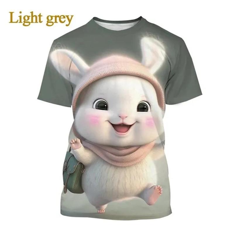 Letní horký výprodej Králík 3D tisk Tričko Zvíře Kulatý výstřih Krátký rukáv Módní Unisex Ležérní Roztomilé topy Chlapecké Dívčí Trička