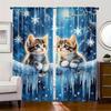 2 Pcs Starry Cats Curtains – Christmas Winter Scene Sheer Curtains for Living Room Bedroom Kitchen Dining Room Decor