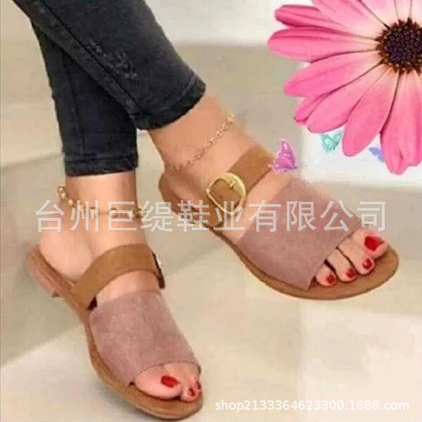 

Wish Amazon supply giant Ti summer foreign trade new flat large size 35-43 women s sandals women 43 розовый