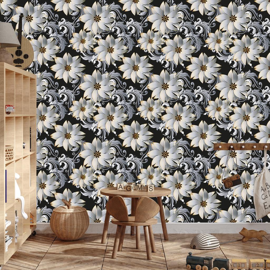 3D Wallpaper Optical Flowers and Leaves for Living Room and Bedroom 50x1000