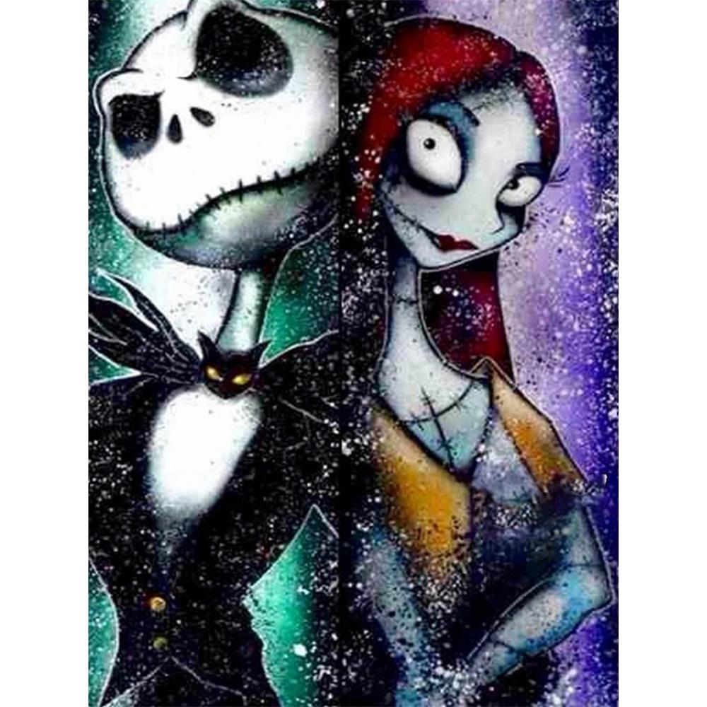 

Disney Diamond Painting Jack and Sally Dark Style Starry Sky Art Painting Cartoon Diamond Painting Full Diamond Cross-Stitch DIY Gift Home Decor Round 20x30cm