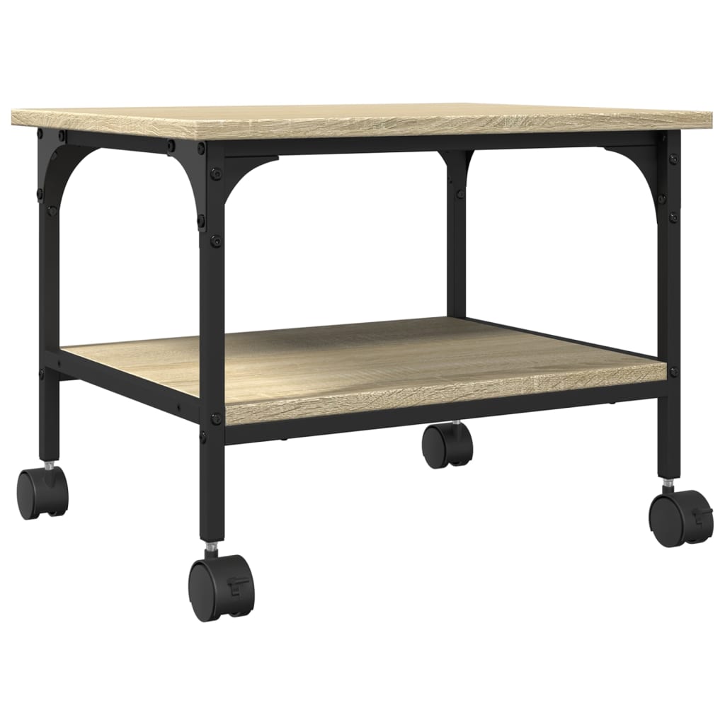 Printer Stand with 2 Shelves Sonoma Oak Finish 50 X 40 X 38 Cm