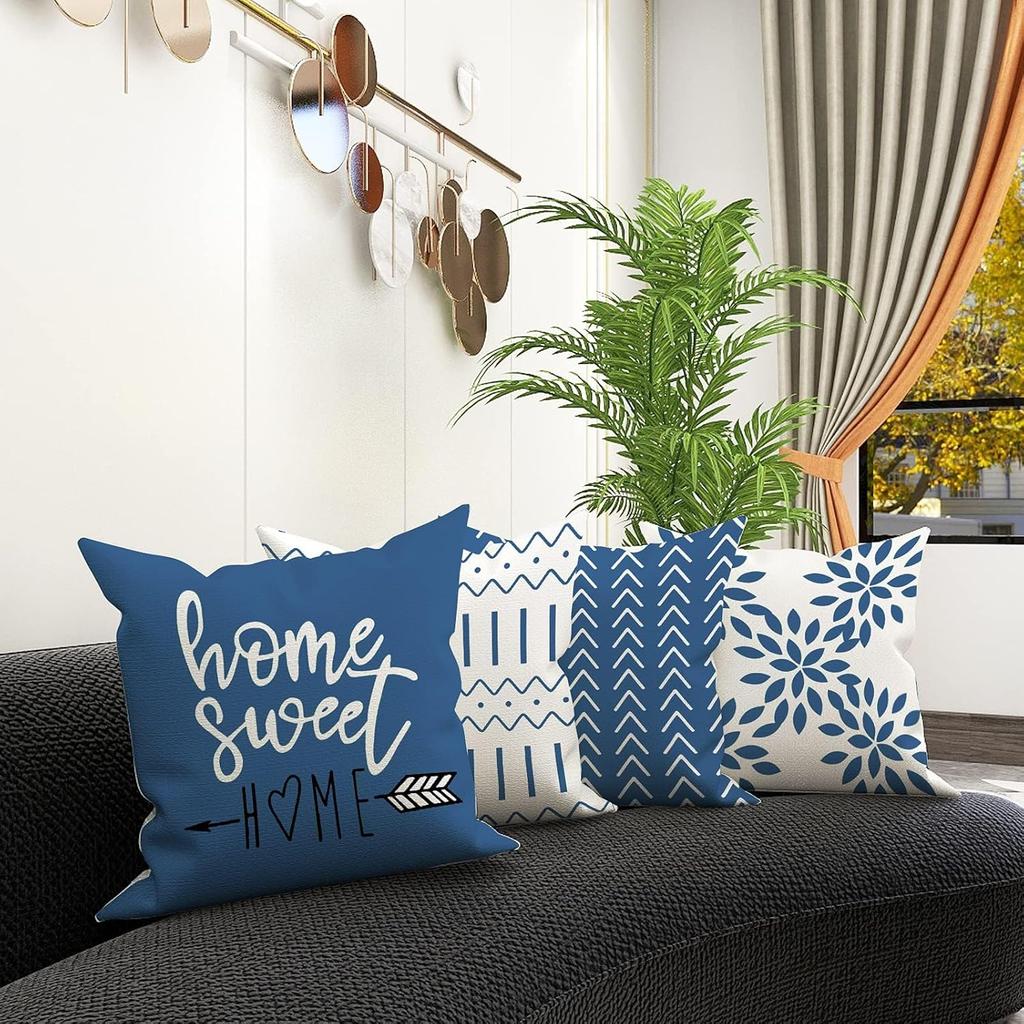 Modern Light Blue Pillow Covers Linen Fabric Cushion Covers For Sofa Couch Bed Car Living Room Bedroom Outdoor Home Decor