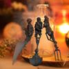 Skeleton Skull Zinc Alloy Cutlery Set Gothic Handle Knife, Fork and Spoon Set Witchy Halloween Tableware for Easter Gifts