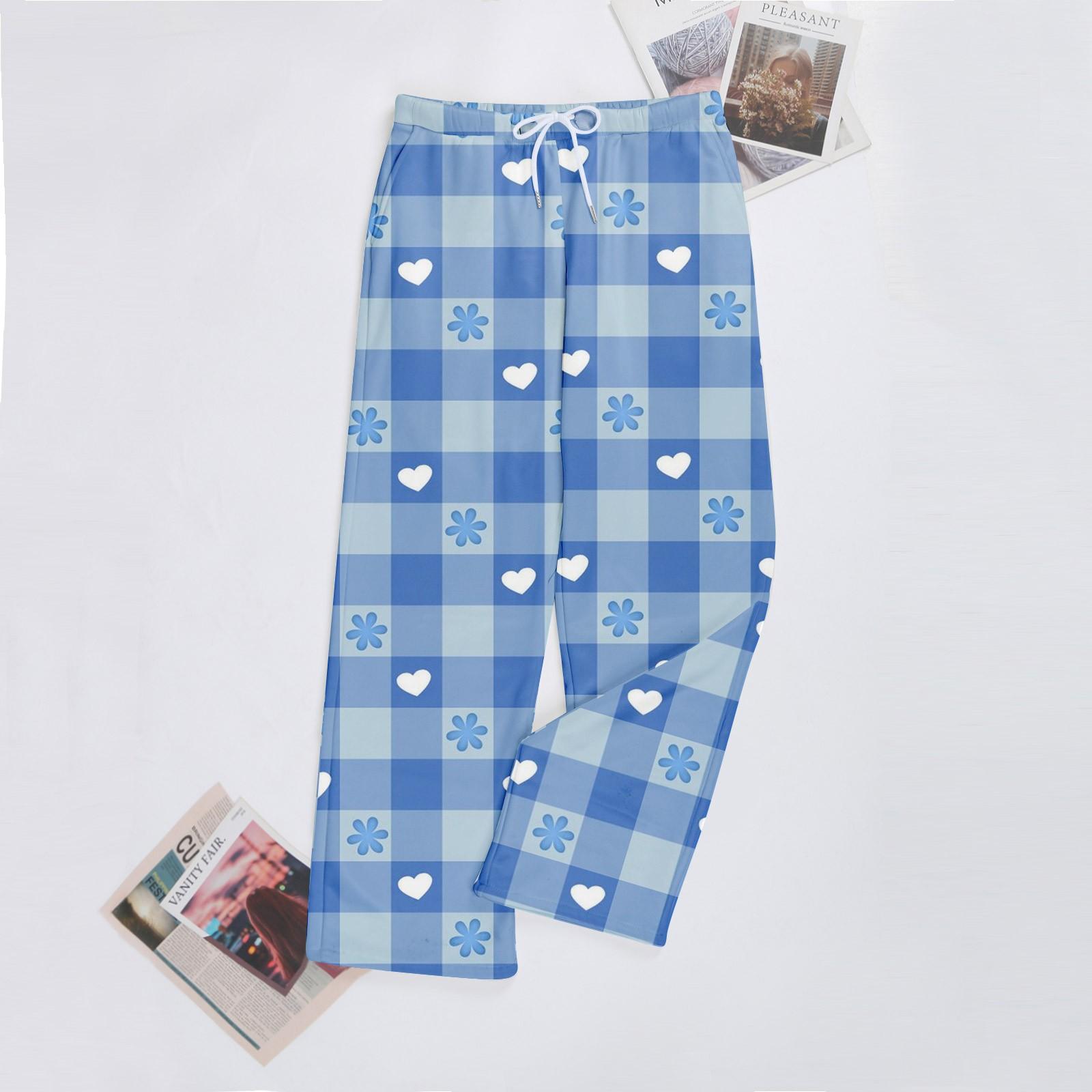 

Женские повседневные модные спортивные штаны с мелким принтом повседневные брюки XL небесно-голубой