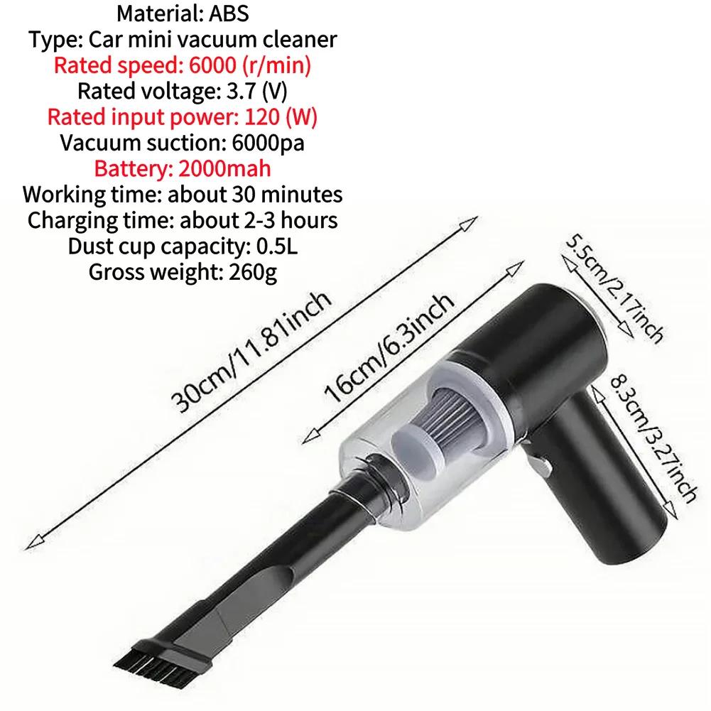 6 In 1 Car Vacuum Cleaner 3500PA Strong Suction Blowing Suction Car Cleaner Mini Handheld Cleaner for Car Home Keyboard Cleaning