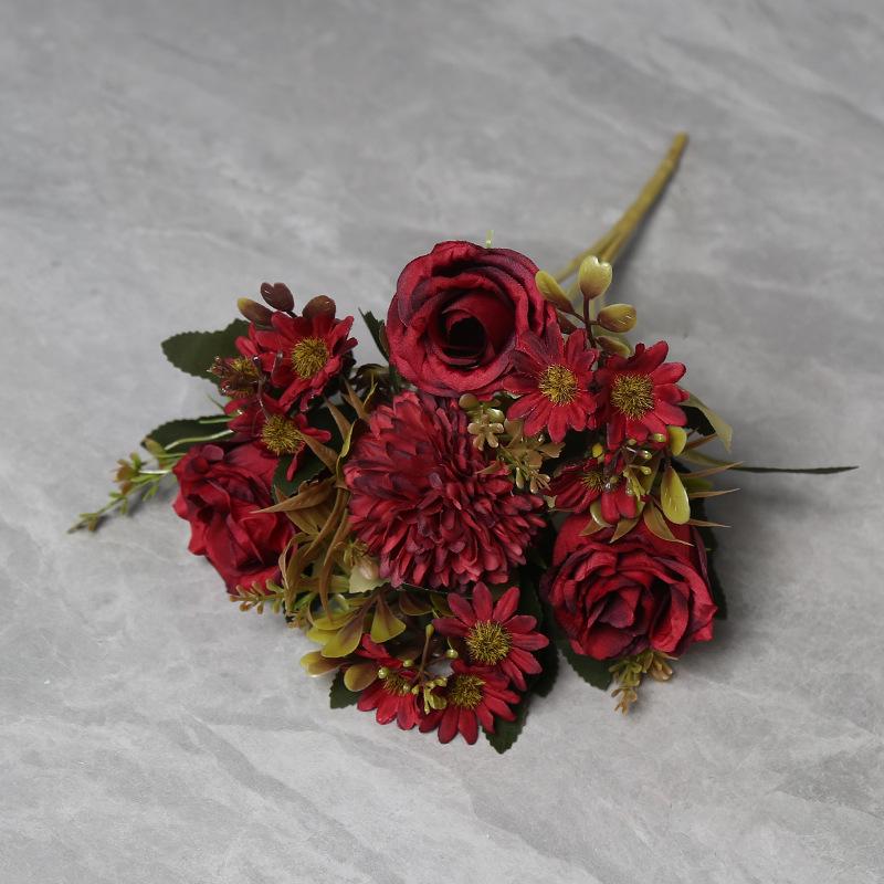 European Style Silk Rose Artificial Flower Bouquet for Home Décor and Weddings