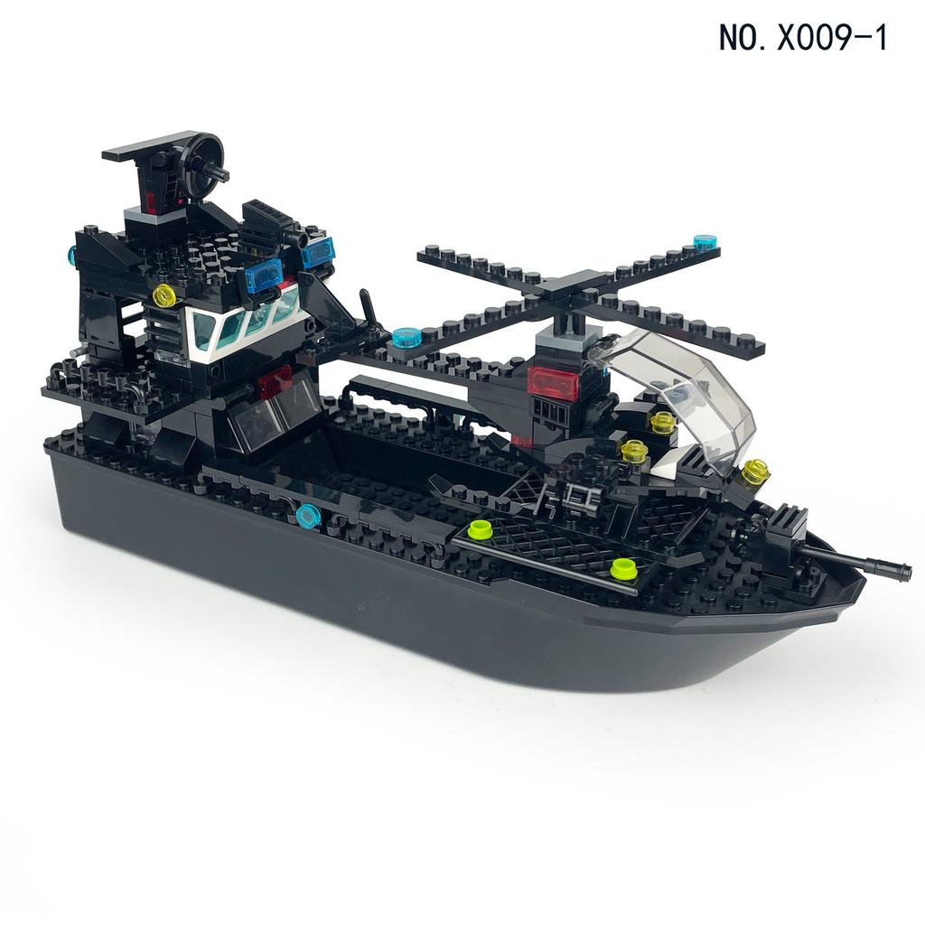 Black Hawk Gray Whale Transport Ship X009 Small Particle Children'S Assembled Building Block Toy Helicopter