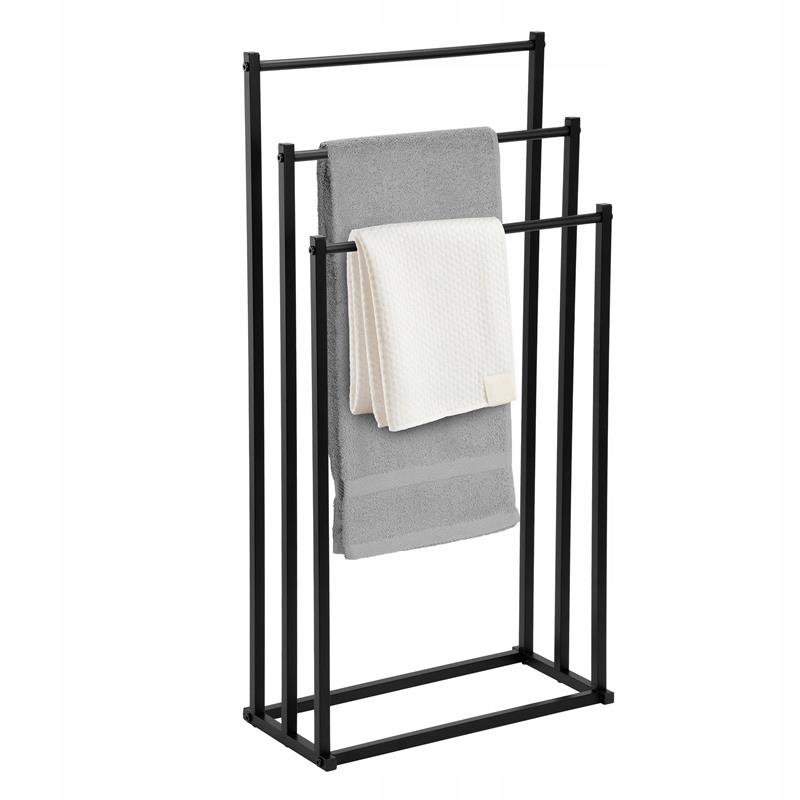 Towel Rack Bathroom Hanger Metal Standing Industrial Black
