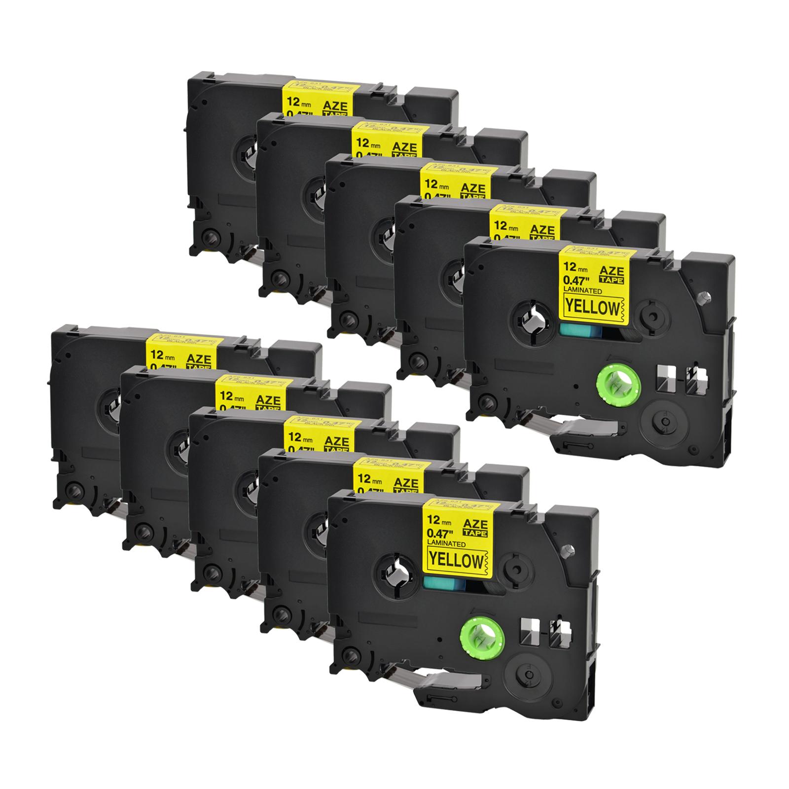 

10PK Compatible for Brother TZE-631 TZ 621 641 6/9/12/18/24mm Black on Yellow Label Tape for P-Touch D210 1010 E200 Label Makers (as the picture,6mm)