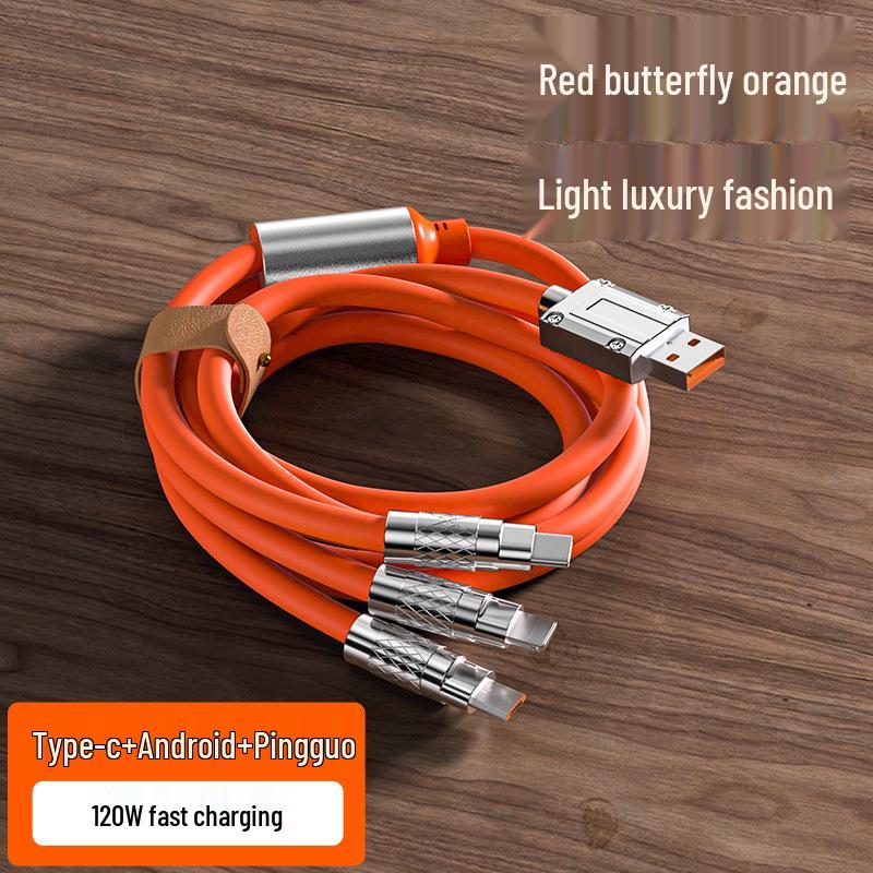 Jiike Line 3-in-1 Super Fast Charging Cable, Zinc Alloy, 120W, Compatible with Huawei