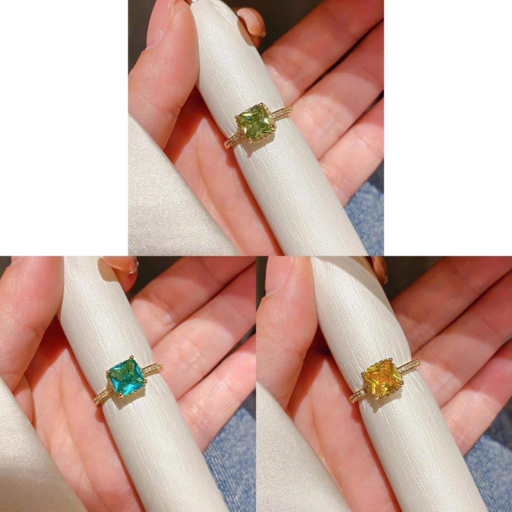 Minimalist 18k Goldplated Zircon Square Ring For Womens Casual And Office Wear