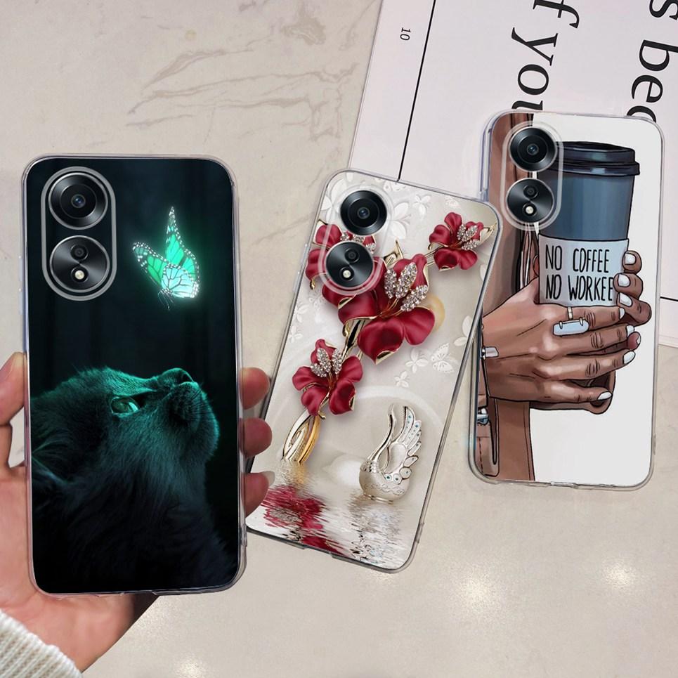 For Cover Oppo A58 4G CPH2577 Case Love Heart Butterfly Cover Shell For Oppo A78 5G 4G CPH2565 Soft Clear TPU Bumper Etui