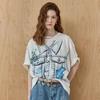 Loose Fit Denim Print Round Neck Tee Ze06qt024na