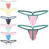 Mens Contrast Color Thong Sheer Mesh Underwear Bulge Support Low-Rise Stretchy Lingerie