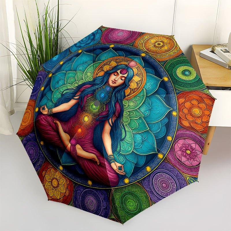 

Chakra Balance Meditation Mat: Enhance Your Yoga Practice with Vibrant Energy CirclesUmbrella with Cute Design, Portable 3-Fold Compact Umbrella for M