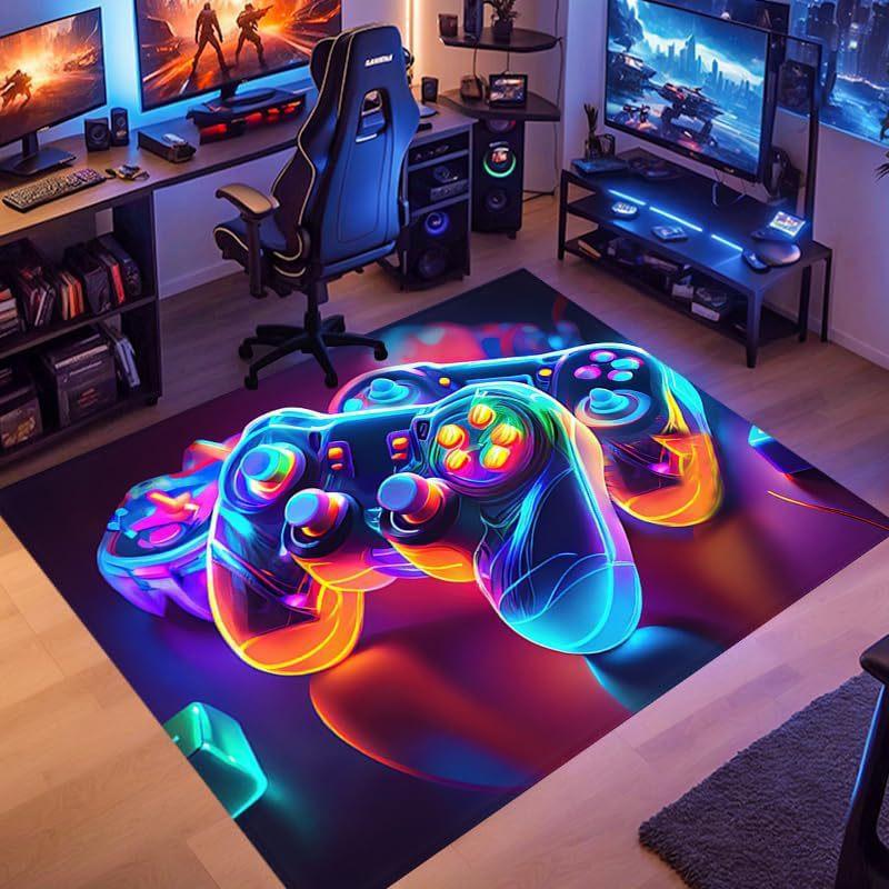 Gaming for Boys Room Gamer Casual Carpet with Controller Design Rug for Game Room Bedroom Decor Non-slip Machine Washab Mat