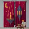 Set Of 2 Flat Printing Curtains Celestial Moons Digital Printed Polyester Drapes Festive Holiday New Year Carnival Curtain