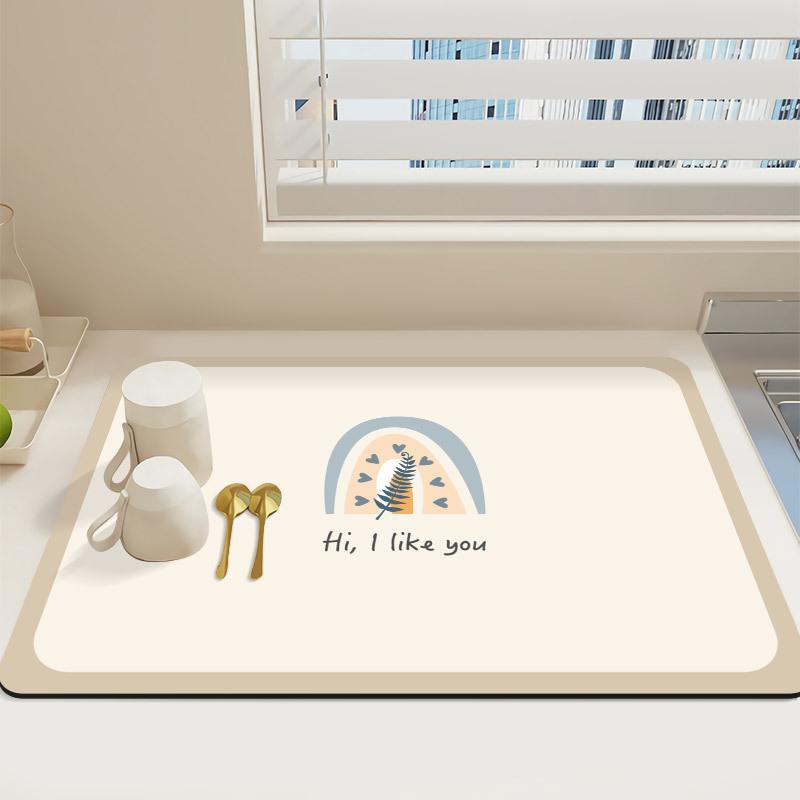 Blumenmuster Anti-Rutsch-Matte zum Geschirrabtropfen und zur Tischdekoration mit Wärmeisolierung