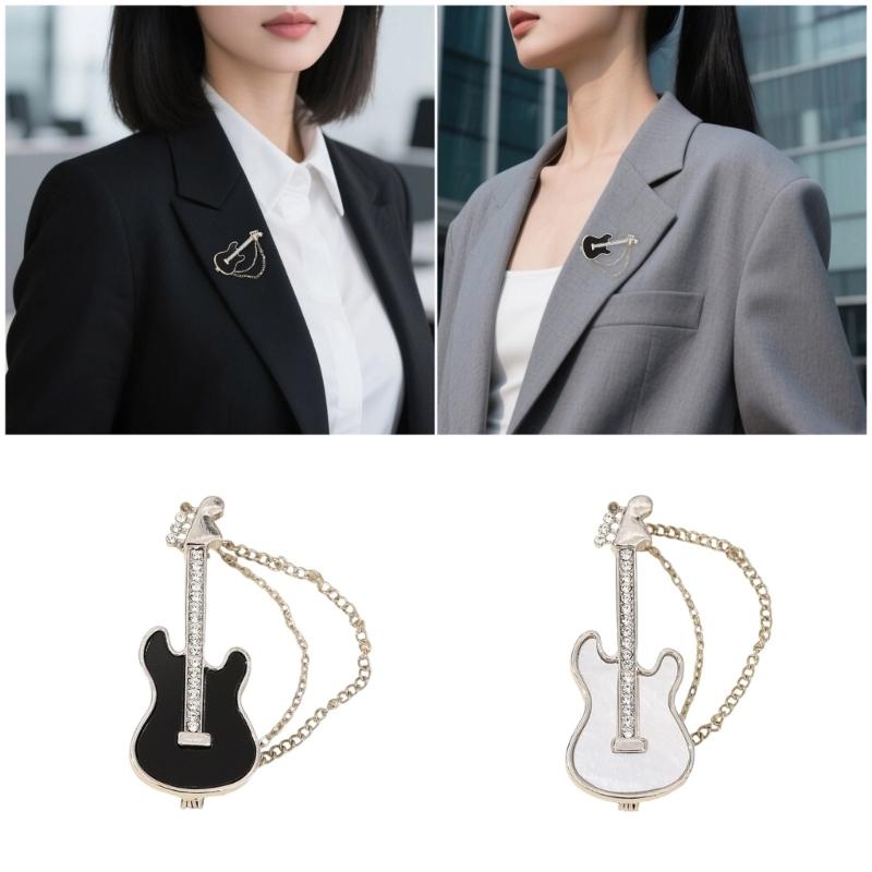 Corsage Pin Guitar Shape Unique Brooch Pin Clothing Jewelry Alloy Texture Suitable for Friendship and Celebration