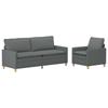 Sofa Set 2 Pcs Dark Grey Fabric