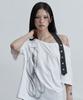 Aejeuyua Belted Halter Off-Shoulder Tee White
