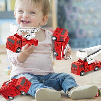 4Pcs/Set Small Rebound Truck For Children Pull Back Ladder Fire Fighting Toy Car Model Educational Cars Kids Toy