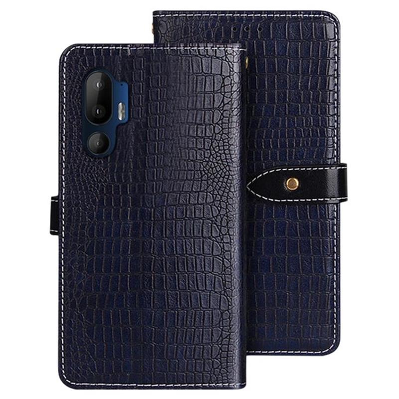 

For HTC U24 Pro 5G Case Crocodile Texture PU Leather Flip Phone Cover Blue