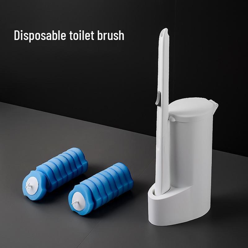 Easy-Use Disposable Toilet Brush with Replacement Heads for Home Cleaning