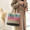 Borsa a Tote in Tela da Donna con Design a Patchwork e Chiusura con Cerniera per Uso Quotidiano