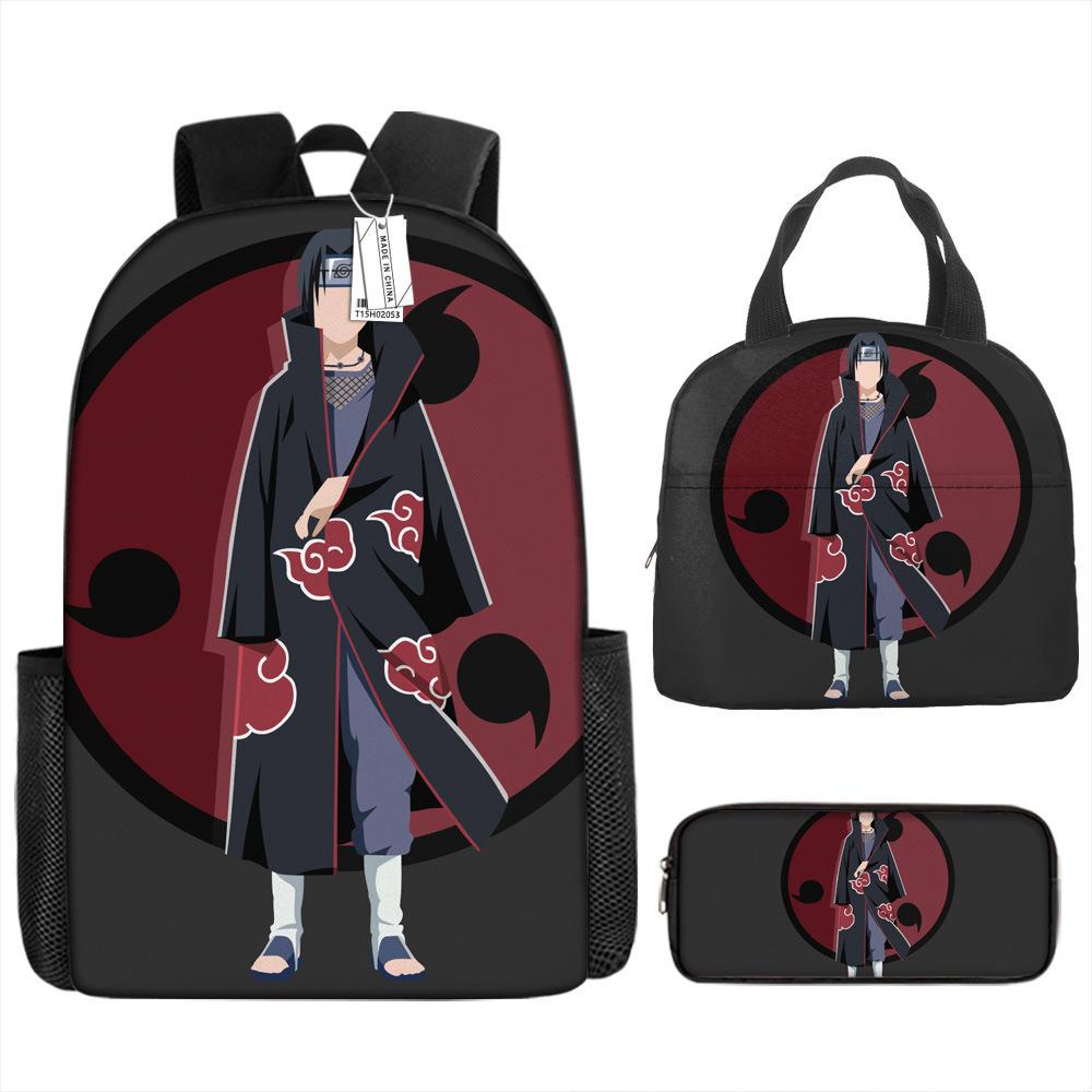 Naruto Schoolbag Elementary School Boys Large Capacity Schoolbag Lunch Bag Pencil Case Three-piece Set