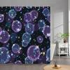 1Pc Cosmic Bubbles Bath Curtain - Whimsical Space Theme With Glowing Blue Purple Yellow Orbs & Twinkling Starry Night Sky Design