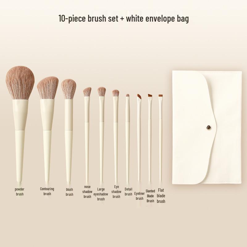 10/12-Piece Milk White Cloud Porcelain Makeup Brush Set