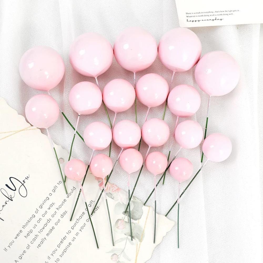 20/30Pcs Cake Balls Decoration Gilded Black Happy Birthday Foam Ball Cake Stickers Party Mother's Day Decor DIY Wedding Decor