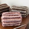 Large Capacity Plush Striped Makeup Bag Vintage Make Up Organizer Women's Cosmetic Bag  Daily Use