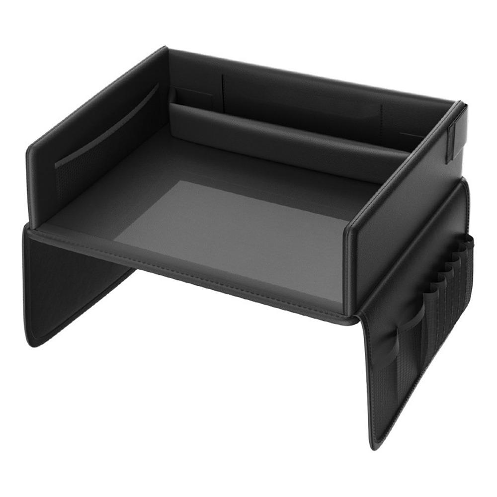 

Portable Leather Surface Car Dining Table Multi-functional Waterproof Kid Travel Tray Universal Lap Desk Car Accessories чорний