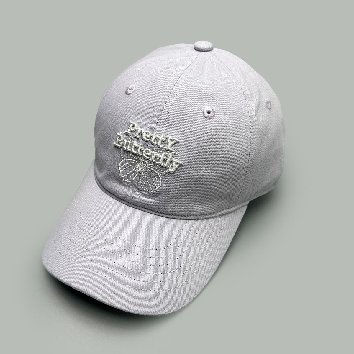 Four Seasons Korean Exquisite Butterfly Embroidered Baseball Cap Ladies Shade Sweet Casual Face Little Peaked Cap 52-60cm лиловый