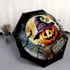 Halloween Decorative Plate with Witch Hat PumpkinDesignUmbrella, Portable 3-Fold Compact Umbrella for Men & Women Gift