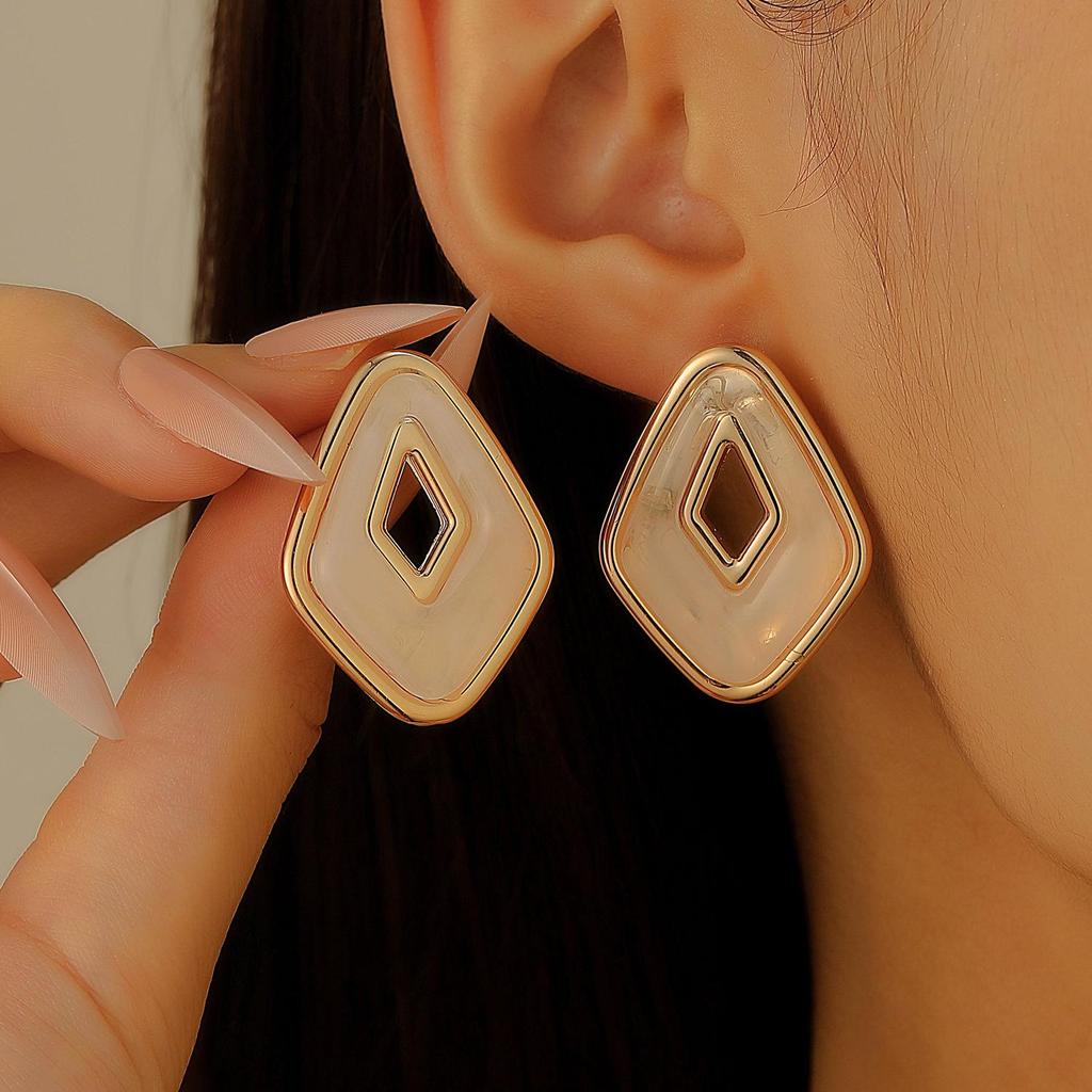 Colorful Drip Oil Flower Stud Earrings - Simple Double-Layer Petal Design for Women, Perfect for Spring and Summer