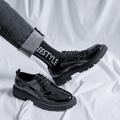 Herren Business Casual Dicke Sohle Plateau Lackschuhe Mann Streetwear Trend Mode Vintage Kleid Party Hochzeitsschuhe