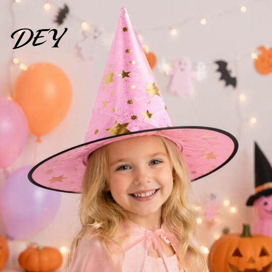Kapelusz Czarownicy do Cosplayu, Kapelusz Czarodzieja na Halloween, Stożek dla Dorosłych i Dzieci z Pajęczyną i Gwiazdą Dekoracyjną, Rekwizyt Kostiumu na Imprezę Gotycką, Akcesorium na Halloween