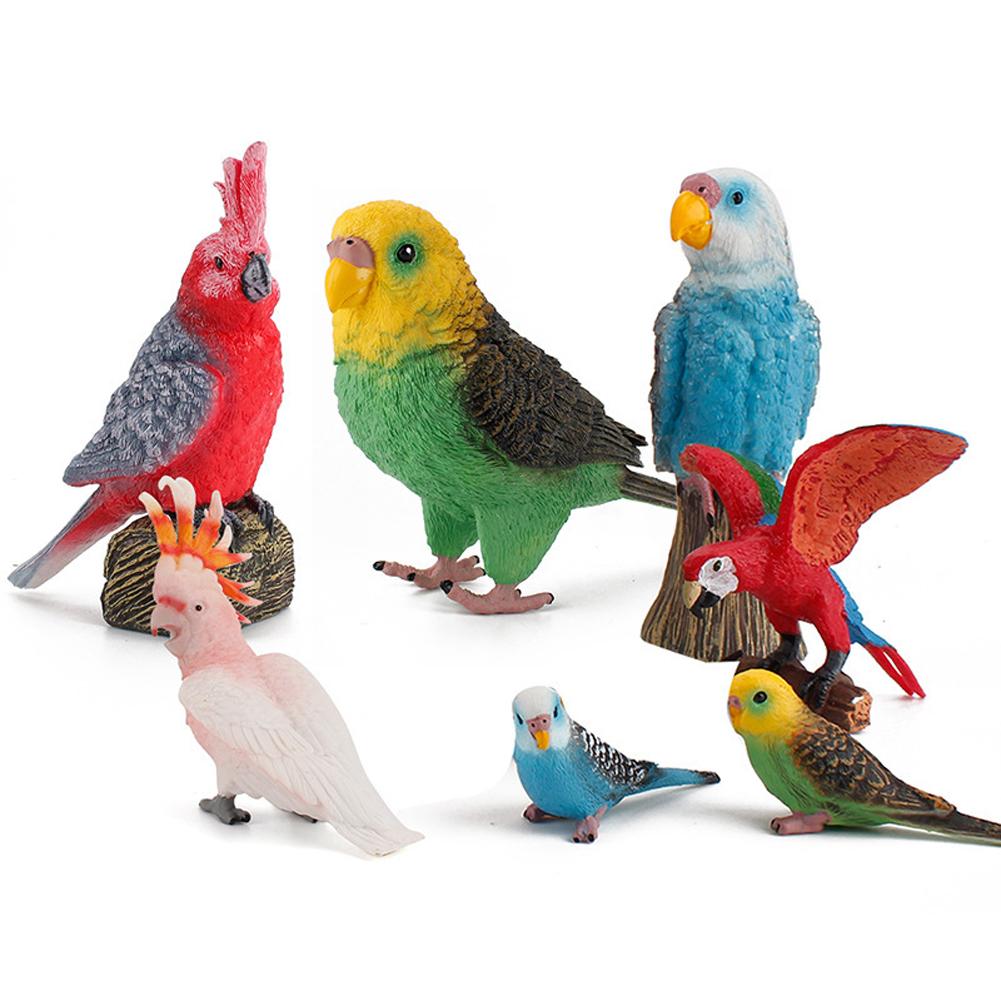 Simulation Bird Action Figures Parrot Macaws Budgerigar Lifelike Animals Model Kids Cognition Toys For Gifts