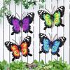 4 Pieces Steel Butterfly Wall Decor Multicolor Decoration Black Outline for Fence