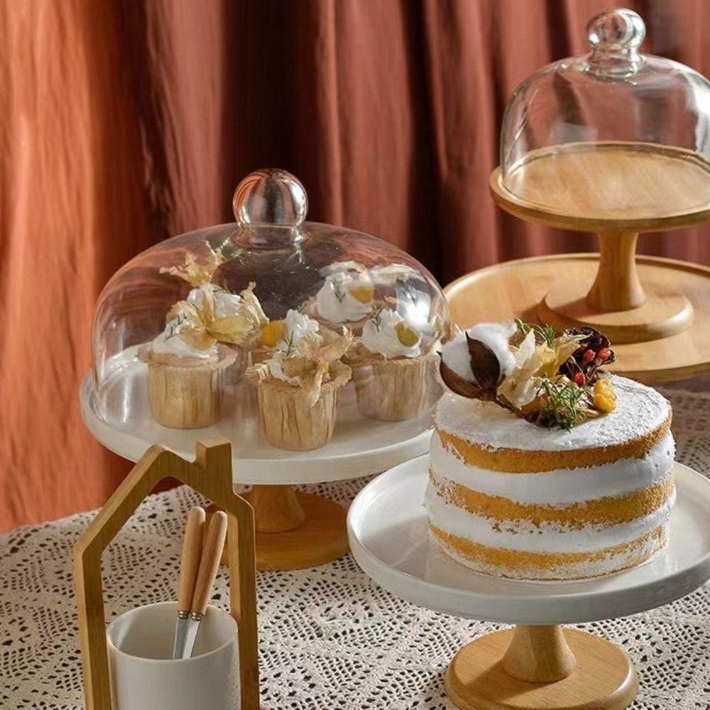 Vintage Wooden Cake Stand Transparent Cake Display Stand Dessert Stand  Afternoon Tea