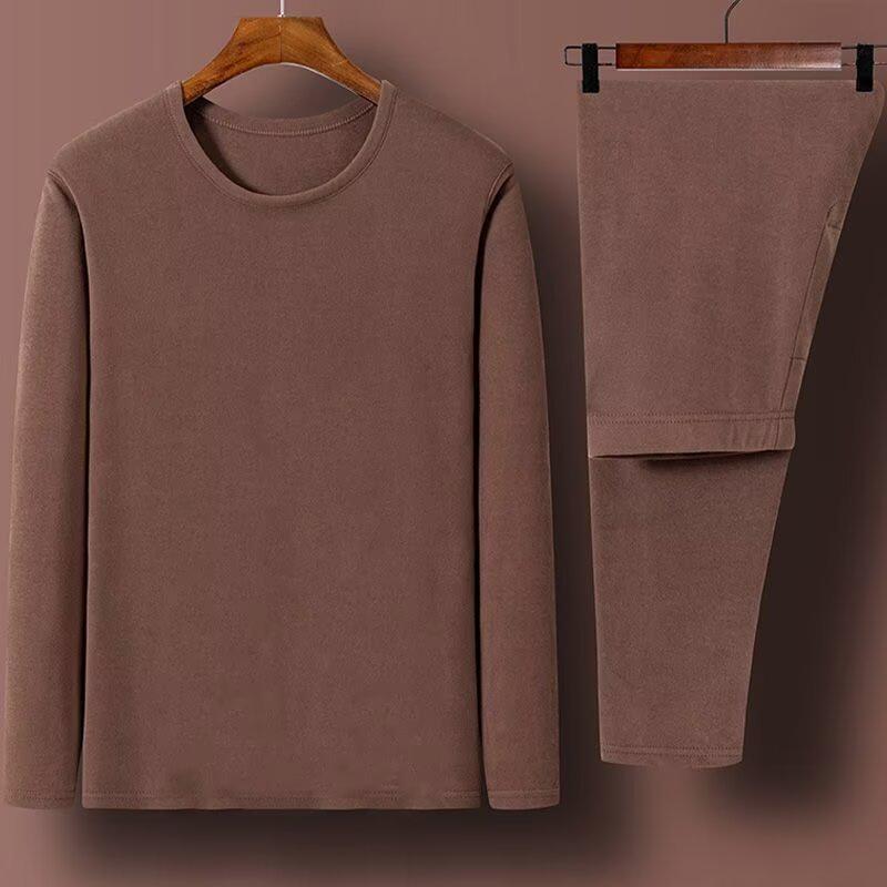 

Мужской комплект термобелья для защиты от холода - двухсторонний немецкий бархат, воротник средней длины, самонагревающийся, для осени и зимы 5XL