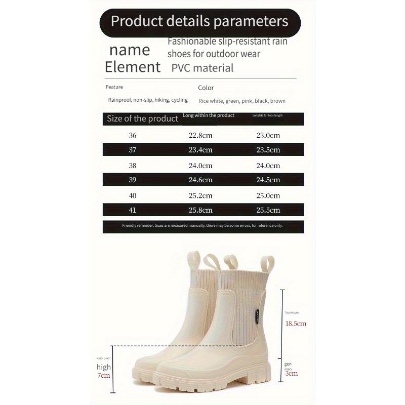 [Slip-Resistant Chelsea Boots] Slip-Resistant Chelsea Rain Boots | Women's Round Toe, PVC Upper & Sole, Comfortable Fabric, Versatile Outdoor Footwear